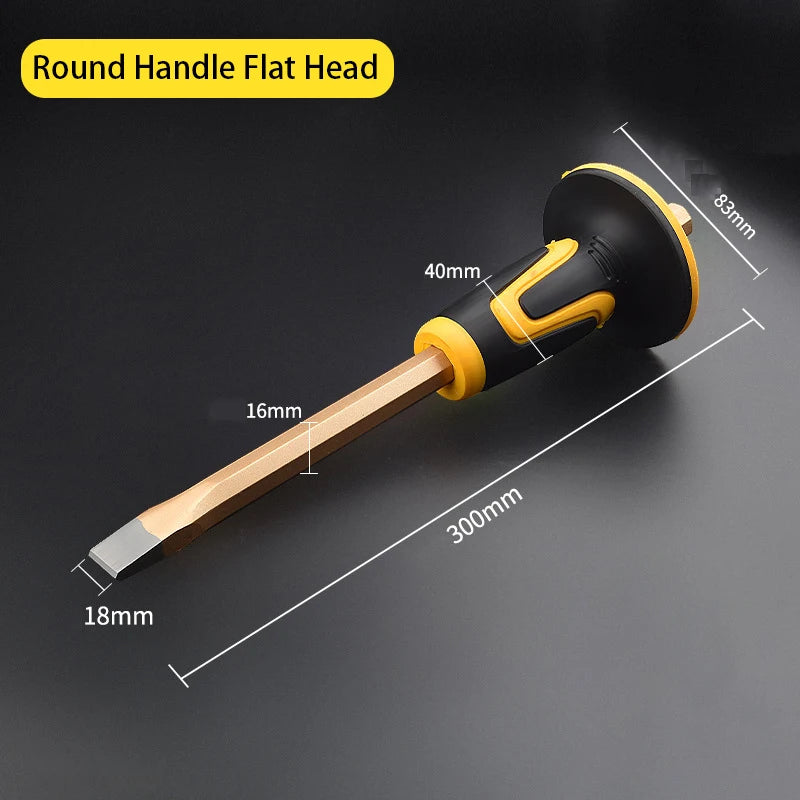 Flat Head Pointed Chisel Stonemason Chisel Hand Guard Chisel Carving Knife Tungsten Alloy Steel Stone Breaking Tool Hand Tools