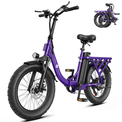 Hopepeak Z10 Folding Electric Bike for Adults, 1200W Peak Motor 48V 13.5Ah Battery, 20"×3" Fat Tire Commuter Ebike, 28MPH 80Mi,  7 Speed Foldable Electric Bicycle