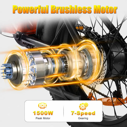 1500W Electric Bike Adults 48V 68+ Miles 7-Speed Mountain Commuter E-Bicycle, Customized