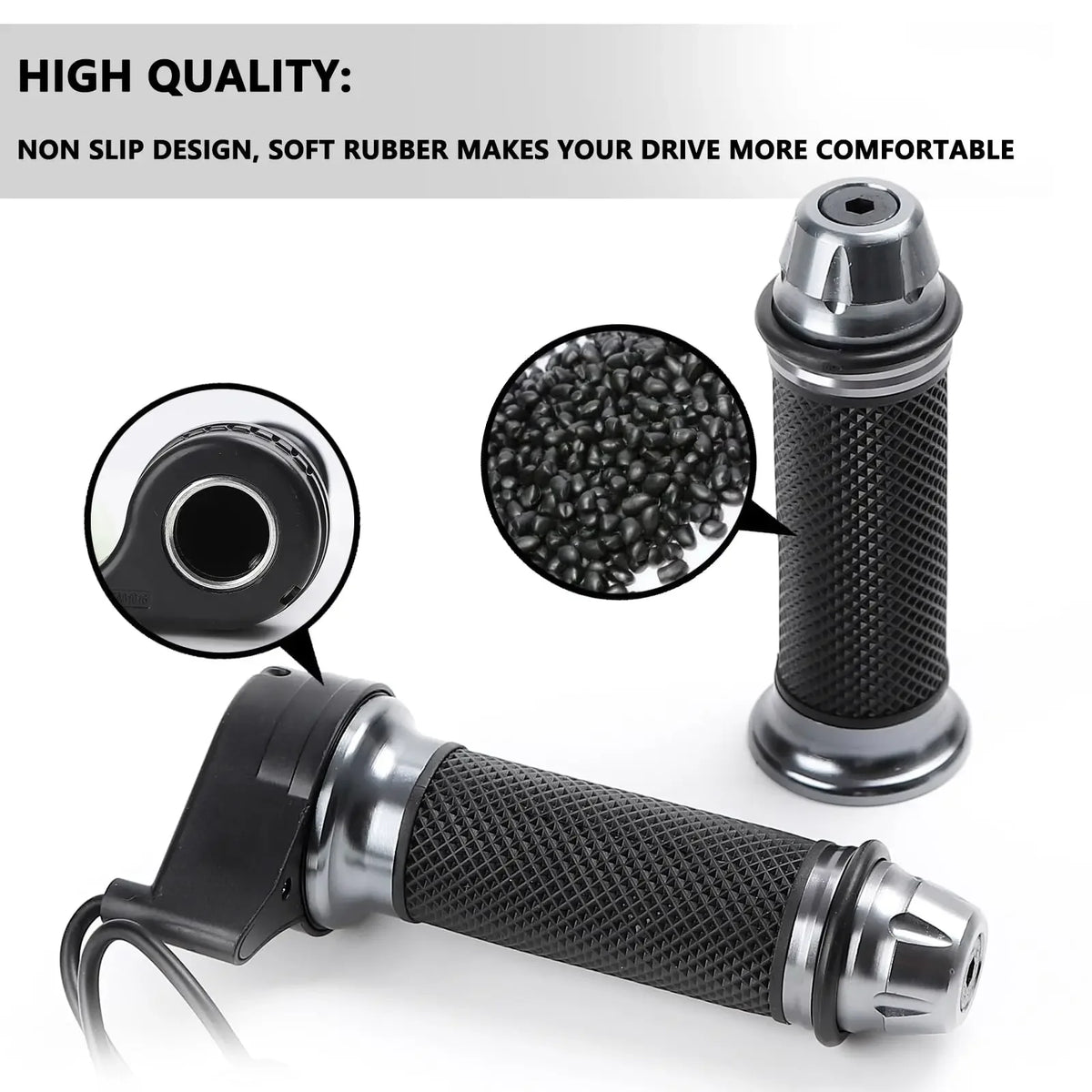 22mm/0.87" Electric Bike Handlebar with 3-Speed Control Funcation,Throttle Grip in Rubber and Metal Material Universal Electric