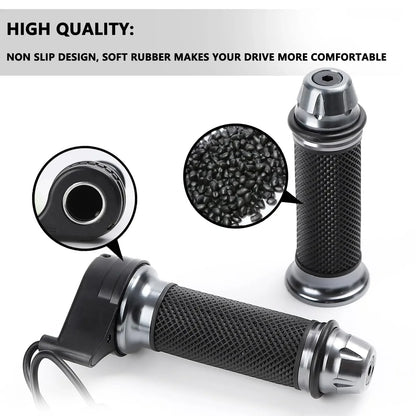 22mm/0.87" Electric Bike Handlebar with 3-Speed Control Funcation,Throttle Grip in Rubber and Metal Material Universal Electric