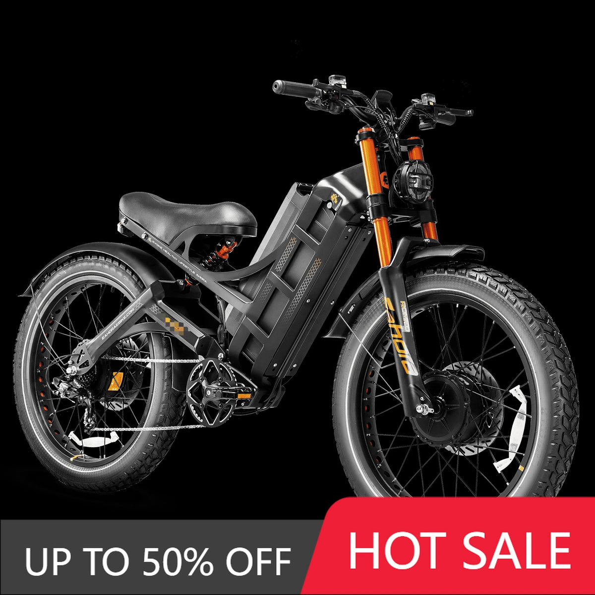 QQA Eahora Romeo Ultra II 50ooW Electric Bike 60V 80AH Integrated Battery, Steel Frame 112 Miles Range, Hydraulic Brakes 7 Speed