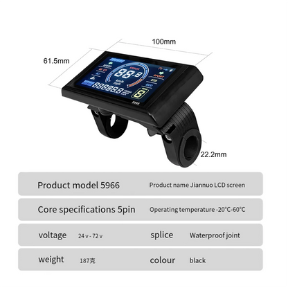 A26P 24-72V E-Bike LCD-S966 Colorful Display Control Panel with NFC Function Waterproof Plug Electric Bicycle Accessories