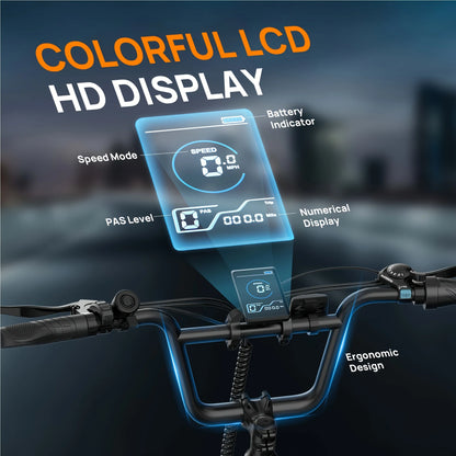 URLIFE 750W E20 Electric Bike | 48V 13Ah Removable Battery, 20MPH, 20''X3" Fat Tire, 7-Speed E-Bike with Dual Disc Brake