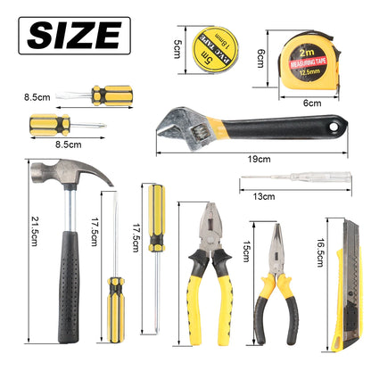 Household Hand Tools Set General House Hold Hand Tool Kit with Plastic Toolbox Storage Case Used to Car Repair and Home Repair