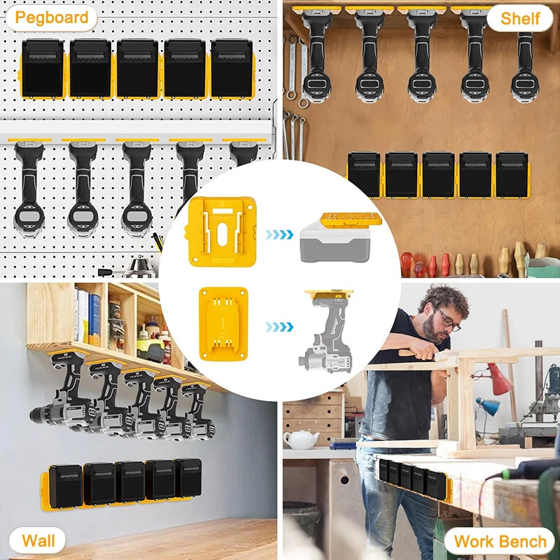 5/10 Pack Battery Storage Rack Machine Holder for Dewalt 14.4V 18V Li-ion Battery Wall Mount Tool Bracket Power Tool Accessorie