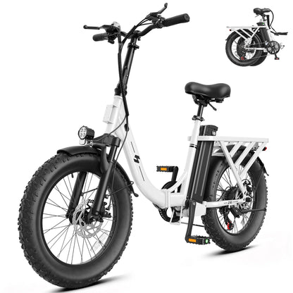 Hopepeak Z10 Folding Electric Bike for Adults, 1200W Peak Motor 48V 13.5Ah Battery, 20"×3" Fat Tire Commuter Ebike, 28MPH 80Mi,  7 Speed Foldable Electric Bicycle