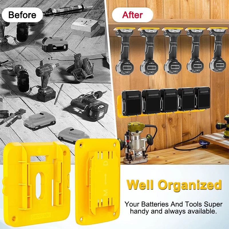 5/10 Pack Battery Storage Rack Machine Holder for Dewalt 14.4V 18V Li-ion Battery Wall Mount Tool Bracket Power Tool Accessorie