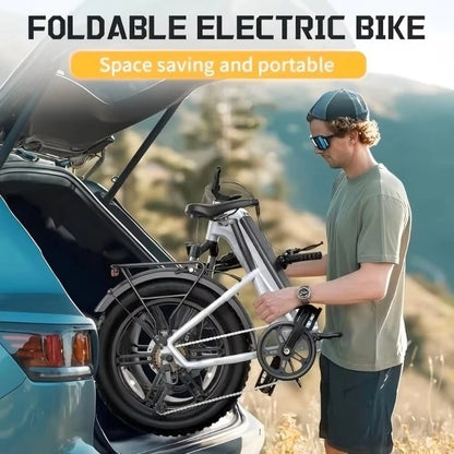 OEM EU Stock F008 48V 20" Foldable E-bike Fat Tire Electric Bicycle with Fashion Design Integrated Removable Battery