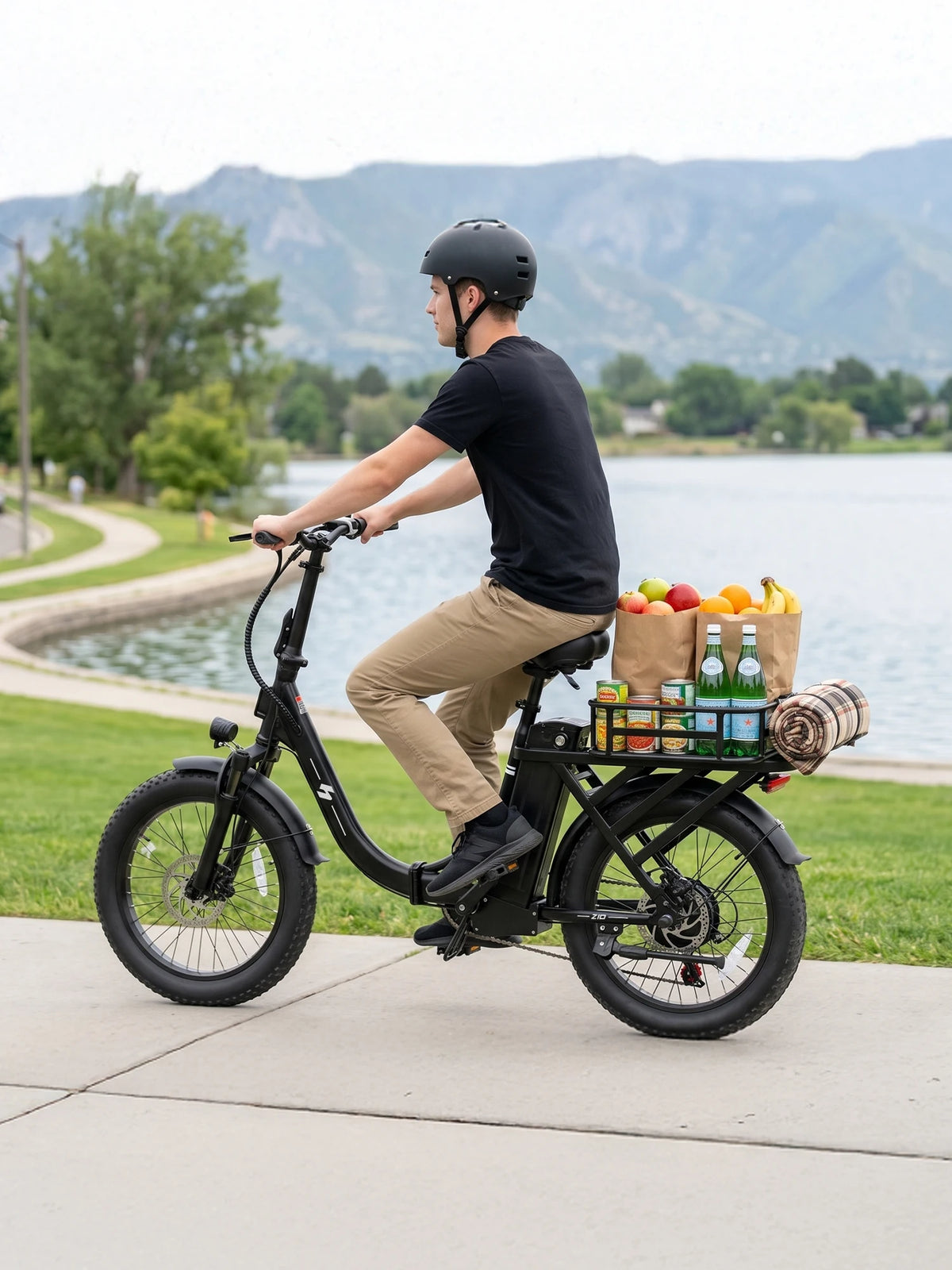 Hopepeak Z10 Folding Electric Bike for Adults, 1200W Peak Motor 48V 13.5Ah Battery, 20"×3" Fat Tire Commuter Ebike, 28MPH 80Mi,  7 Speed Foldable Electric Bicycle