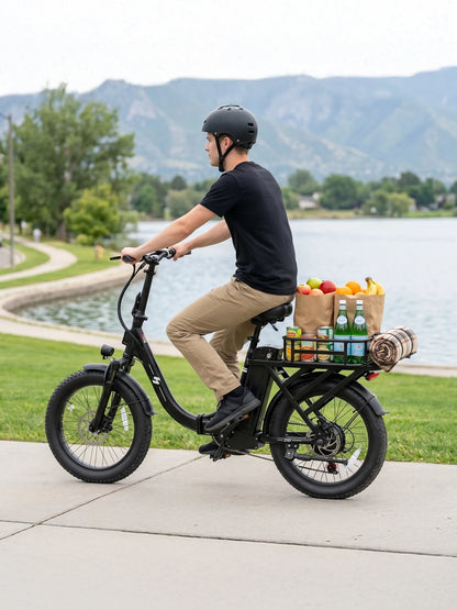 Hopepeak Z10 Folding Electric Bike for Adults, 1200W Peak Motor 48V 13.5Ah Battery, 20"×3" Fat Tire Commuter Ebike, 28MPH 80Mi,  7 Speed Foldable Electric Bicycle