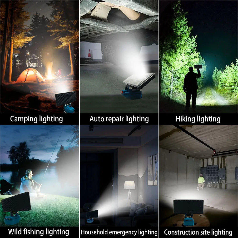 Power Tool Accessories 8 Inch Work Light for Dewalt 18V 20V Battery LED Spotlight USB Outdoor Fishing Jobsite Emergency Lighting