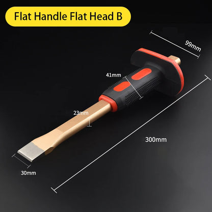 Flat Head Pointed Chisel Stonemason Chisel Hand Guard Chisel Carving Knife Tungsten Alloy Steel Stone Breaking Tool Hand Tools
