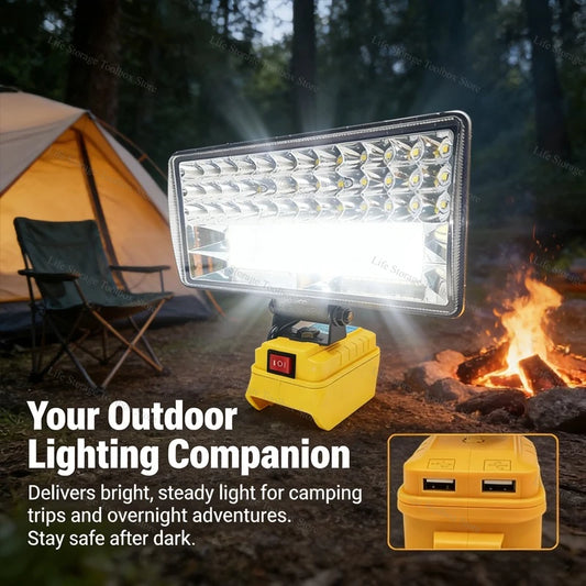 Power Tool Accessories 8 Inch Work Light for Dewalt 18V 20V Battery LED Spotlight USB Outdoor Fishing Jobsite Emergency Lighting