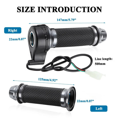 22mm/0.87" Electric Bike Handlebar with 3-Speed Control Funcation,Throttle Grip in Rubber and Metal Material Universal Electric