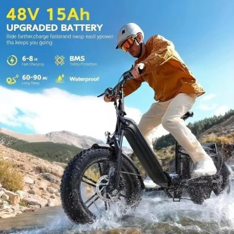 OEM EU Stock F008 48V 20" Foldable E-bike Fat Tire Electric Bicycle with Fashion Design Integrated Removable Battery