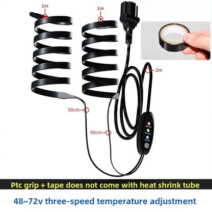 Electric Bike Heating Handle PTC Heating Temperature 48v60v72v Easy Install Winter Handle Durable Electric Bicycle Accessories