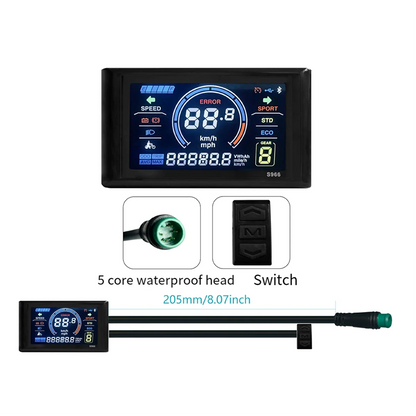 A26P 24-72V E-Bike LCD-S966 Colorful Display Control Panel with NFC Function Waterproof Plug Electric Bicycle Accessories