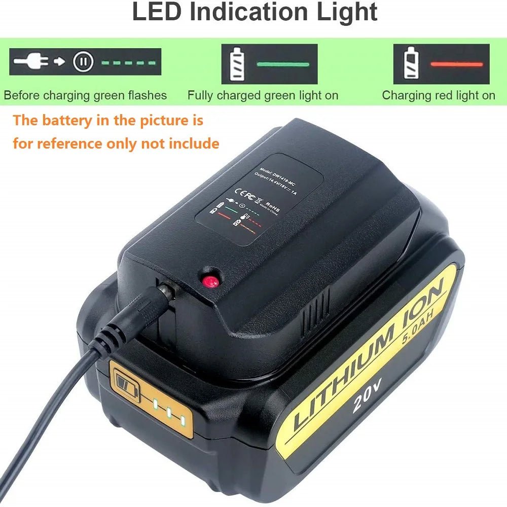Battery Charger for Dewalt 14.4V 18V 20V Li-ion Battery DCB201 DCB200 DCB 201 DCB203 DCB205 DCB206 DCB181, DCB180 Free Return