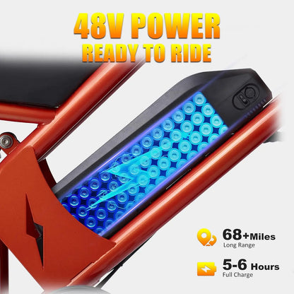 1500W Electric Bike Adults 48V 68+ Miles 7-Speed Mountain Commuter E-Bicycle, Customized