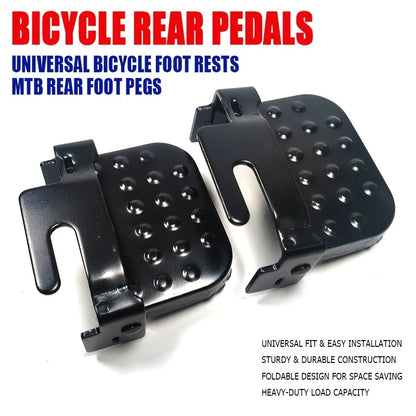 1 Pair Mountain Bike Folding Foot Pedals Electric Bike Rear Seat Footrest Rear Wheel Passenger Stand Riding Accessories