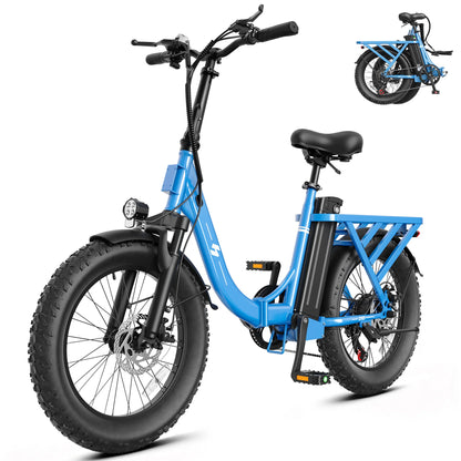 Hopepeak Z10 Folding Electric Bike for Adults, 1200W Peak Motor 48V 13.5Ah Battery, 20"×3" Fat Tire Commuter Ebike, 28MPH 80Mi,  7 Speed Foldable Electric Bicycle