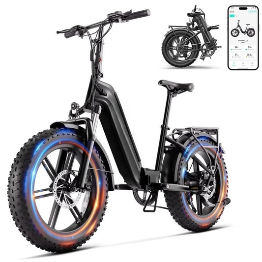 OEM EU Stock F008 48V 20" Foldable E-bike Fat Tire Electric Bicycle with Fashion Design Integrated Removable Battery