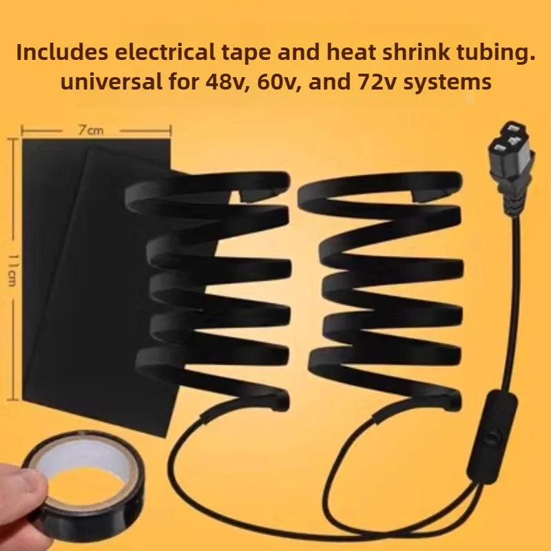Electric Bike Heating Handle PTC Heating Temperature 48v60v72v Easy Install Winter Handle Durable Electric Bicycle Accessories