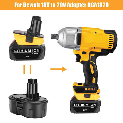 20V Battery Adapter DCA1820 for Dewalt 18V Tools Convert Dewalt 20V Lithium Battery for DC9096 DE9098 DE9096 with USB