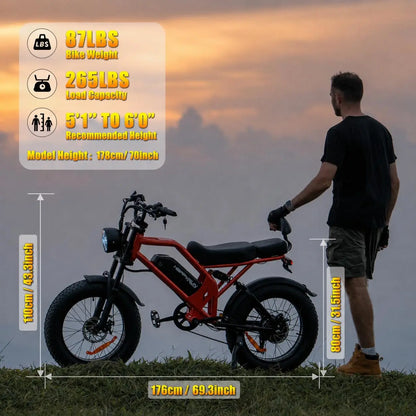 1500W Electric Bike Adults 48V 68+ Miles 7-Speed Mountain Commuter E-Bicycle, Customized