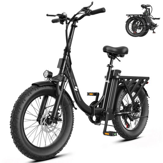 Hopepeak Z10 Folding Electric Bike for Adults, 1200W Peak Motor 48V 13.5Ah Battery, 20"×3" Fat Tire Commuter Ebike, 28MPH 80Mi,  7 Speed Foldable Electric Bicycle