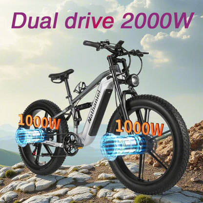 Nathaniel 2000W E-Bike SYR09 Dual Drive 26x4.0 Fat Tire 48V20AH Battery E-Mountain Bike Outdoor Sports All-Terrain Electric Bike