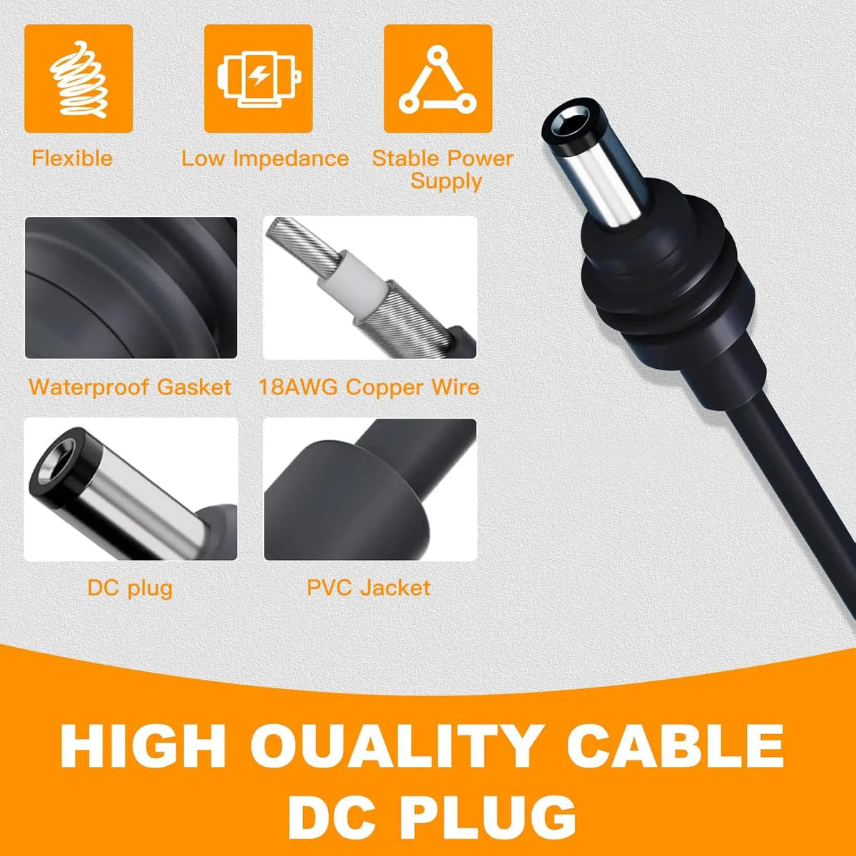 Cable Charger with Switch Mini Adapter Compatible with DeWalt 20V Battery  3.3FT 18AWG DC Power Cable Cord Plug Accessories