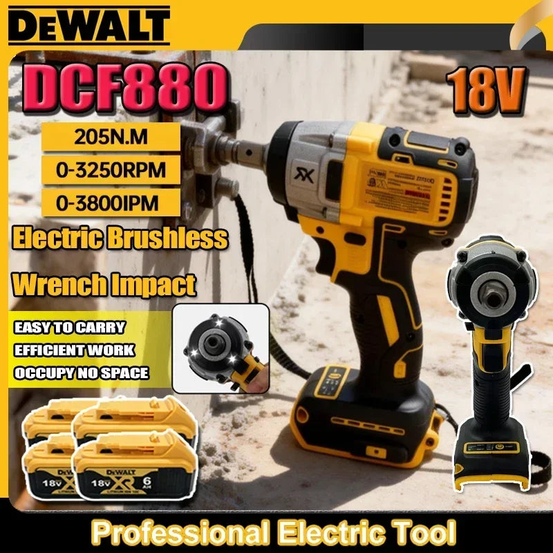 Dewalt DCF880 3300RPM Brushless Impact Wrench High Torque Cordless Electric Wrench Tire Repair Tool 18V Rechargeable Power Tools